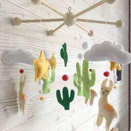 Mobile Baby, Theme Lama & Cactus, Cradle Suspension, Baby Room Decor, Games, Suspension Deco - thumbnail 4