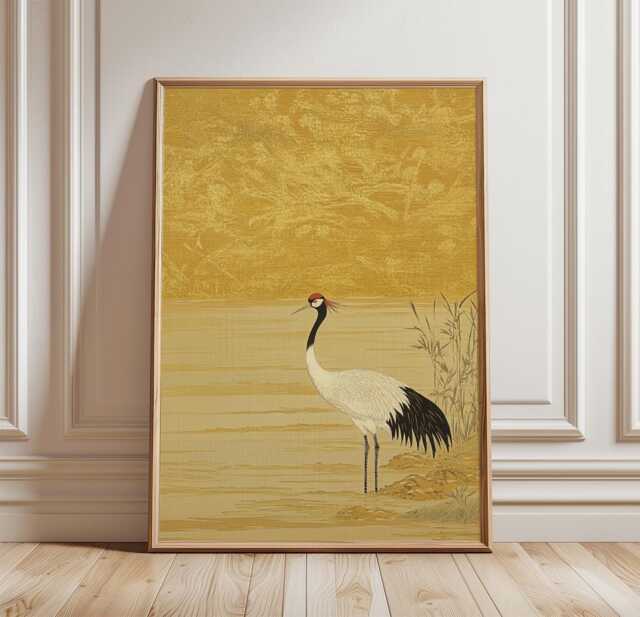 Crane Bird Poster - Japanese Style Wall Art Minimal Nature Print Elegant Artwork Zen Decor Piece - image 1