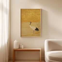 Crane Bird Poster - Japanese Style Wall Art Minimal Nature Print Elegant Artwork Zen Decor Piece - thumbnail 3