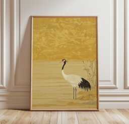 Crane Bird Poster - Japanese Style Wall Art Minimal Nature Print Elegant Artwork Zen Decor Piece - thumbnail 1