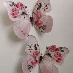 Shabby Chic Pink Rose Butterfly Wall Decals 3D Home Decor, Set Of 4 - thumbnail 2