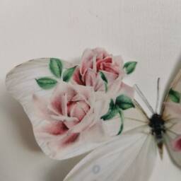 Shabby Chic Pink Rose Butterfly Wall Decals 3D Home Decor, Set Of 4 - thumbnail 4