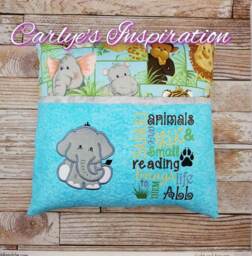 Safari Storybook Pillow Designs - 5x7 Design Includes 2 Digital Designs Elephant Applique Wording Theme - thumbnail 1