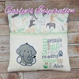 Safari Storybook Pillow Designs - 5x7 Design Includes 2 Digital Designs Elephant Applique Wording Theme - thumbnail 2