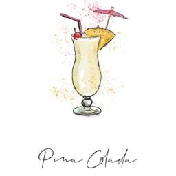 Pina Colada Recipe Print Watercolor Cocktail Art - thumbnail 2