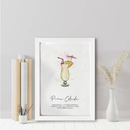 Pina Colada Recipe Print Watercolor Cocktail Art - thumbnail 1