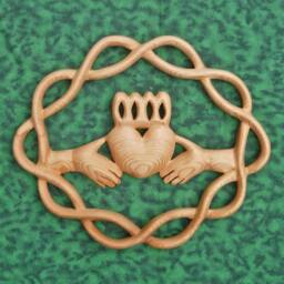 Claddagh Wood Carving, Celtic Love Knot Wall Decor, Traditional Irish Symbol, Of Love, Friendship Loyalty - Hands, Heart, Crown - thumbnail 1