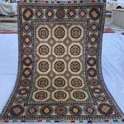 Handmade Ahal Gul Wool Rug Authentic Turkmen Tribal Carpet - 4.6x3.1 Ft - thumbnail 3