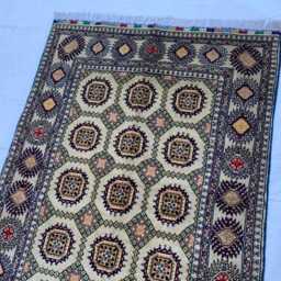Handmade Ahal Gul Wool Rug Authentic Turkmen Tribal Carpet - 4.6x3.1 Ft - thumbnail 4