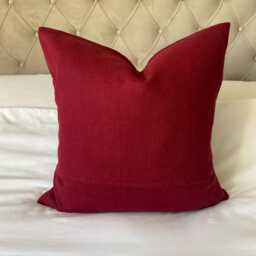 Merlot Red French Linen Pillow Cover, Minimalist Home Decor - thumbnail 3