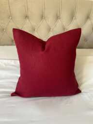 Merlot Red French Linen Pillow Cover, Minimalist Home Decor - thumbnail 1