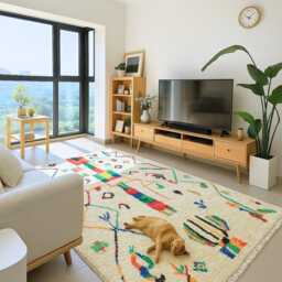 Custom Beni Ourain Rug Handmade Moroccan Wool Area Rug - thumbnail 3