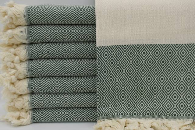 "Turkish Towel, Diamond Towel, Turkish Peshtemal, Dark Green Towel, Spa Towel, Pool Towel, Peshtemals, 40""x70" - image 1