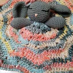 Beautiful Bunny Lovey/Security Blanket. Animal Crochet Woodland Theme - thumbnail 3