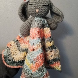 Beautiful Bunny Lovey/Security Blanket. Animal Crochet Woodland Theme - thumbnail 2