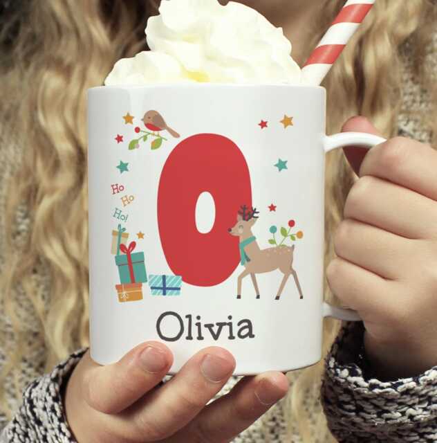 Personalized Christmas Mug, Holiday Monogram Gift - image 1
