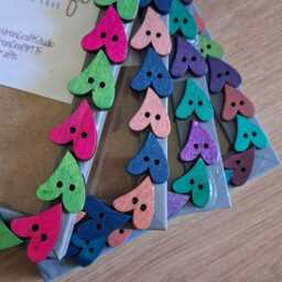 Colourful Wooden Heart Button Photo Frame 4 X 6 Inches