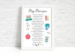 Personalised Teacher Thank You Gift. Teaching Assistant Gifts. Nursery School Leaving Print. End Of Year Ta Wall Art, Framed/Print - thumbnail 1
