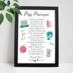 Personalised Teacher Thank You Gift. Teaching Assistant Gifts. Nursery School Leaving Print. End Of Year Ta Wall Art, Framed/Print - thumbnail 2