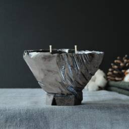 Soy Candle in Wabi Sabi Ceramic Jar, Couple Present, Two Wick Yoga Meditation Is Spiritual 9Th Anniversary Gift - thumbnail 2