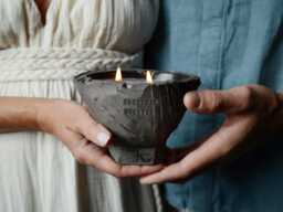 Soy Candle in Wabi Sabi Ceramic Jar, Couple Present, Two Wick Yoga Meditation Is Spiritual 9Th Anniversary Gift