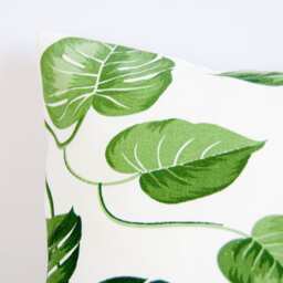 Monstera Pillow Cover, Plant Print Cushion Botanical Case, Green & White Throw Leaf Cover - thumbnail 3
