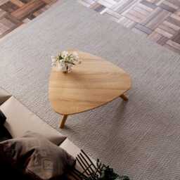 Solid Oak Modern Coffee Table Unusual Triangle Shape - thumbnail 3
