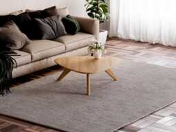 Solid Oak Modern Coffee Table Unusual Triangle Shape - thumbnail 1