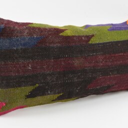 Kilim Lumbar Pillow Cover - 12x24 Turkish Bohemian Cushion - thumbnail 3