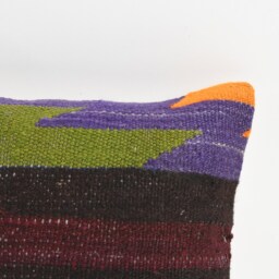 Kilim Lumbar Pillow Cover - 12x24 Turkish Bohemian Cushion - thumbnail 2