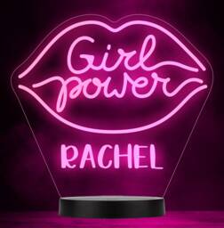 Girl Power Name Lips Personalised Gift Colour Changing Led Lamp Night Light - thumbnail 1