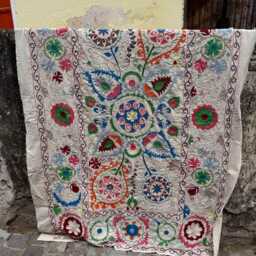 Hand Embroidered Suzani Quilt Throw - Vintage Style Boho Bedspread - Set Of 5 - thumbnail 3