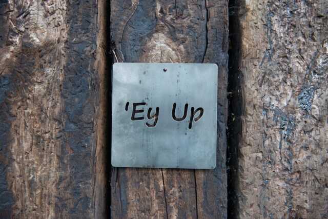 Ey Up Square Wall Sign. Funny Yorkshire Phrase. Home & Garden Decor - image 1