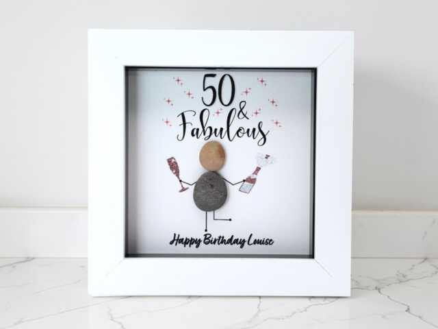 Personalised Birthday Pebble Art Gift - Handmade Milestone For 40Th, 50Th, 60Th & 70Th Celebrations - image 1