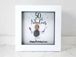 Personalised Birthday Pebble Art Gift - Handmade Milestone For 40Th, 50Th, 60Th & 70Th Celebrations - thumbnail 1