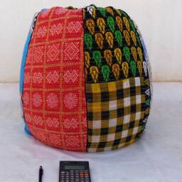 Handmade Floral Cotton Bean Bag Chair Embroidered Bohemian Ottoman Pouf - thumbnail 3
