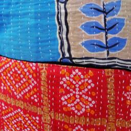 Handmade Floral Cotton Bean Bag Chair Embroidered Bohemian Ottoman Pouf - thumbnail 4