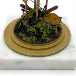 Handmade Conocybe Filaris Mushroom Scene in Glass Cloche With Vintage Marble Base - thumbnail 4