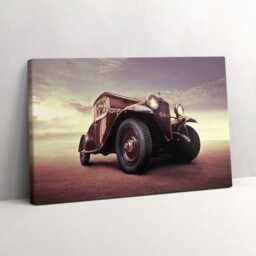 Automotive - Vintage Style Car Canvas, Picture Wall Hanging, Brown Art, Vehicle Canvas Painting - thumbnail 2