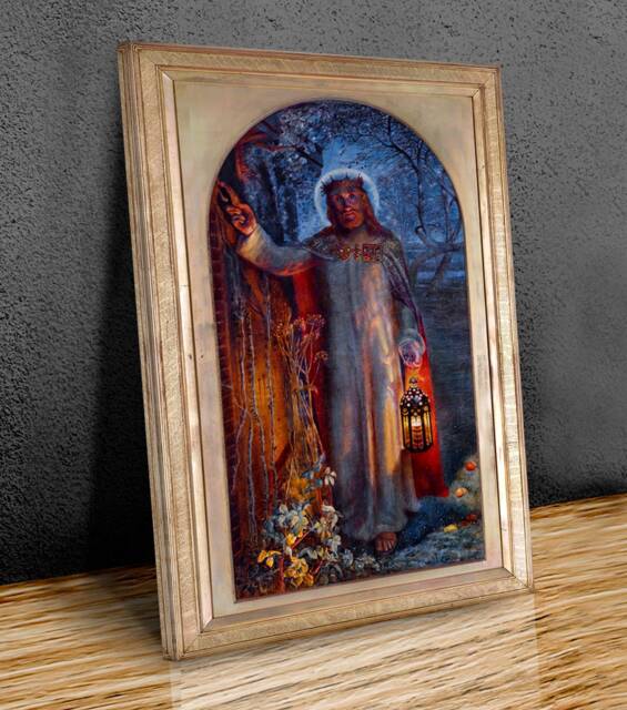 The Light Of The World English Pre-Raphaelite Artist William Holman Hunt Wall Art, Home Decor, Mounted Canvas Print Ready To Hang - image 1