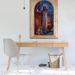 The Light Of The World English Pre-Raphaelite Artist William Holman Hunt Wall Art, Home Decor, Mounted Canvas Print Ready To Hang - thumbnail 2