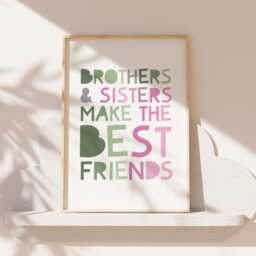 Set Of 3 Personalised Brother Sister Prints, Big Bro Lil Sis, Sibling Playroom, Wall Art, Shared Bedroom, Kids Room - thumbnail 3