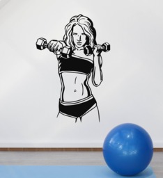 Wall Decals Quote Girl Fitness Woman Dumbbells Sport Decal Vinyl Sticker Art Home Decor Mural Bedroom Gymnasium Ms373 - thumbnail 1