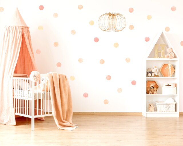Peach Fuzz Watercolor Polka Dot Wall Decals Nursery Decor - 40 Pack - image 1