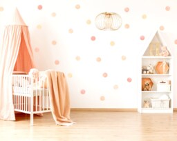 Peach Fuzz Watercolor Polka Dot Wall Decals Nursery Decor - 40 Pack - thumbnail 1