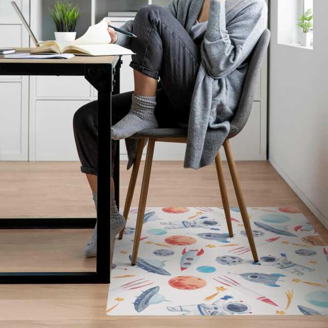 Cosmic Pattern Desk Chair Mat, Multicolor Computer Office Cosmos Gaming Floor Protector - image 1