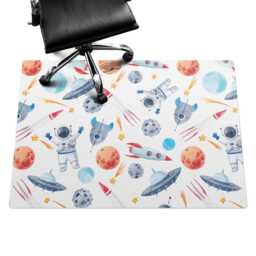 Cosmic Pattern Desk Chair Mat, Multicolor Computer Office Cosmos Gaming Floor Protector - thumbnail 3