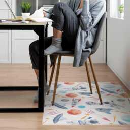 Cosmic Pattern Desk Chair Mat, Multicolor Computer Office Cosmos Gaming Floor Protector