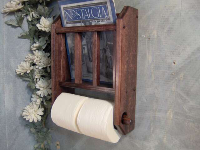 Choose Your Staine Contemporary Pine Toilet Paper Holder With Magazine Rack - image 1