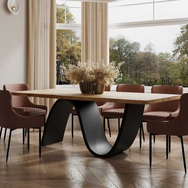 Hardwood Oak Modern Dining Table 061 - image 1